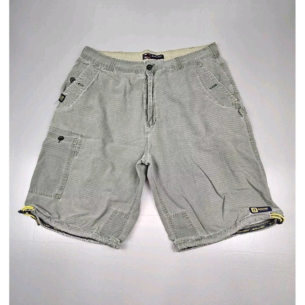 Vintage Bugle Boy Men's 38 Cargo Shorts Ripstop Y2k‎ Grey.